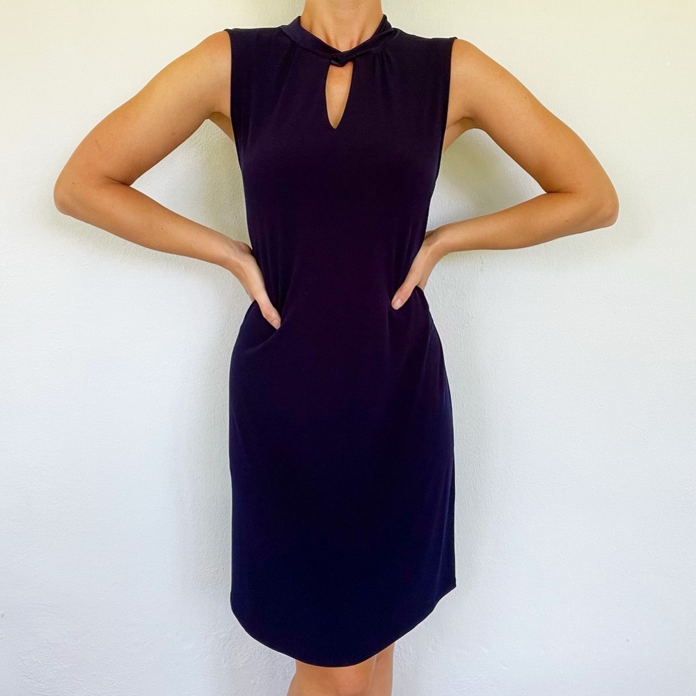 New York & Company navy blue sleeveless cut out stretch dress size large